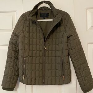 J. Crew Dark Green Quilted Puffer Jacket